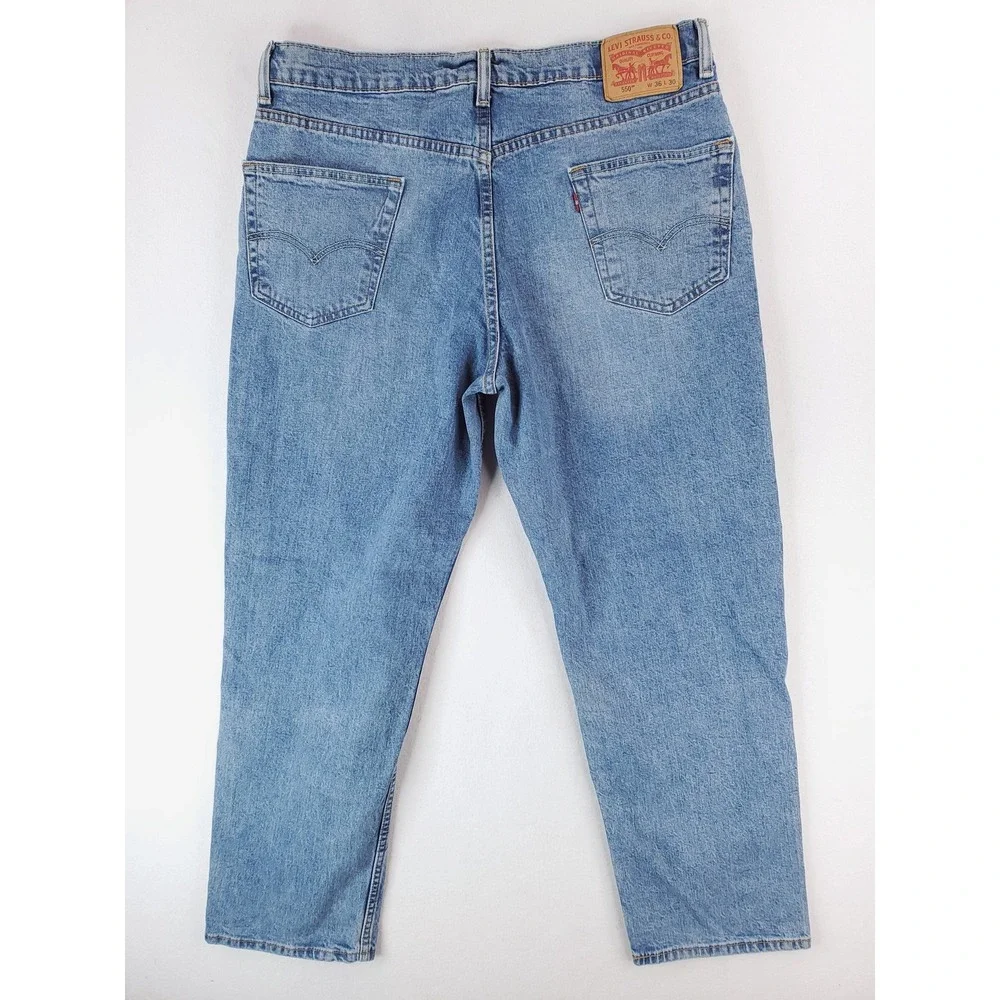 Levis 550 Jeans Mens 36x30 Blue Relaxed Tapered Medium Wash Stretch Denim Pants